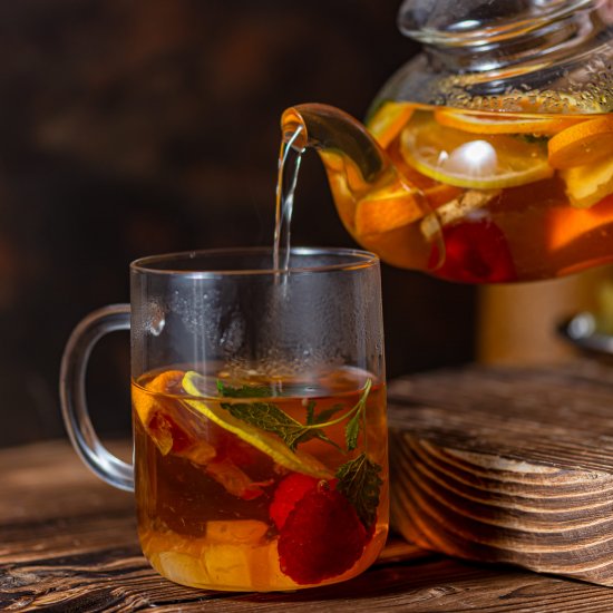 Winter tea with citrus fruit.