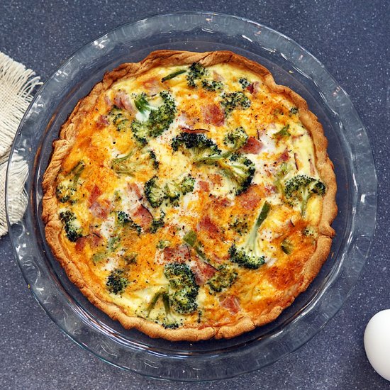 Broccoli cheddar and ham quiche