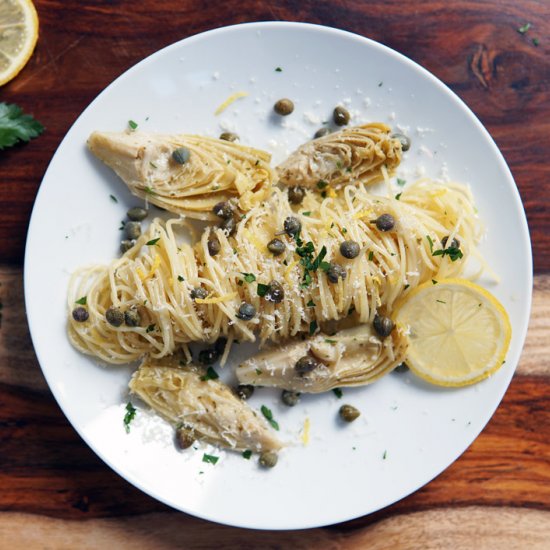 Lemon artichoke and caper pasta