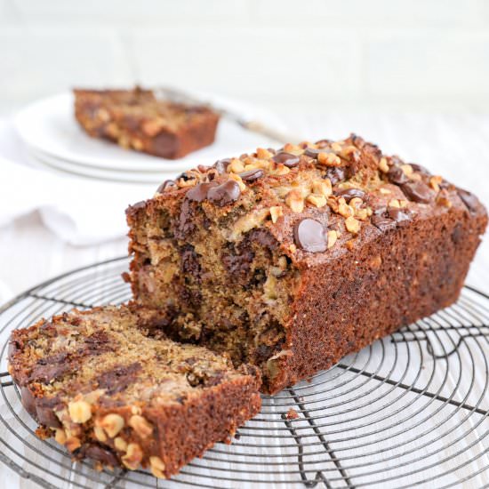 Dark Chocolate Walnut Banana Bread