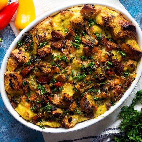 Savory Bread Pudding with Sausage