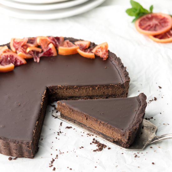 baked triple chocolate tart