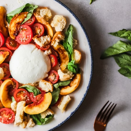 Grilled peach Caprese Salad