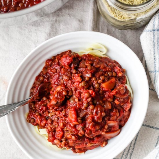 Lentil Mushroom Bolognese