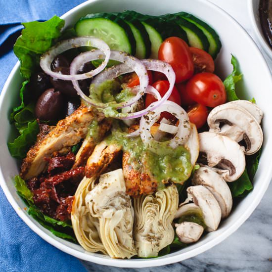 Greek Salad with Chicken Shawarma