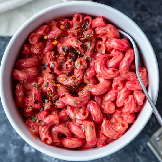 Beet and Carrot Mac and Cheese