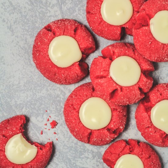 Red Velvet Thumbprint Cookies