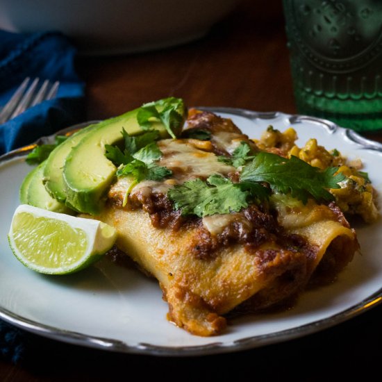 Crockpot Shredded Beef Enchiladas