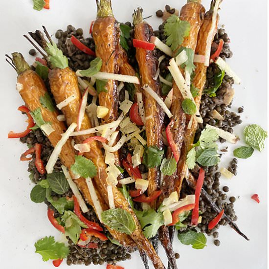 Salad of Roasted Carrots and Lentil