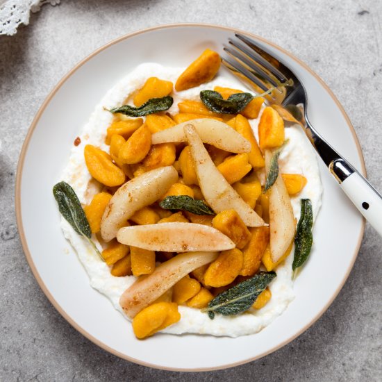 Sweet Potato Gnocchi with Pear