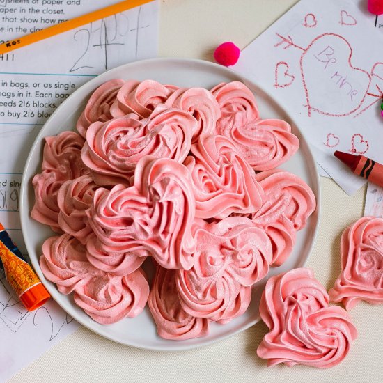 pink meringue hearts