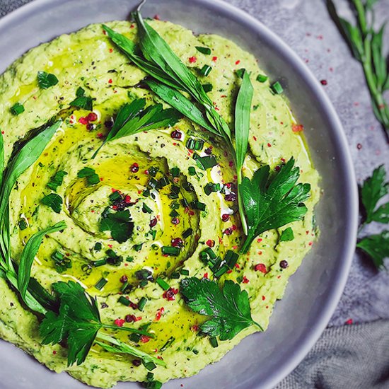 Green Goddess Hummus w’ Pink Pepper