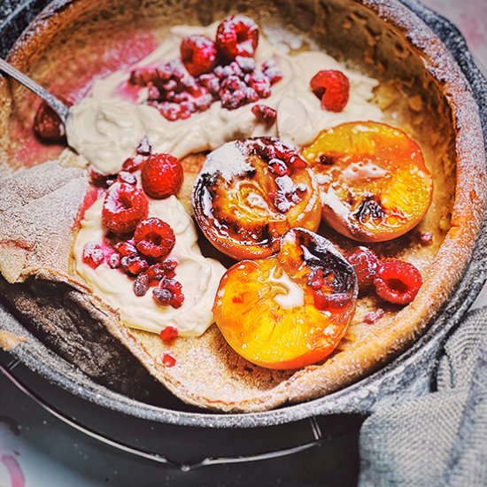 Dutch Pancake + Roasted Peaches