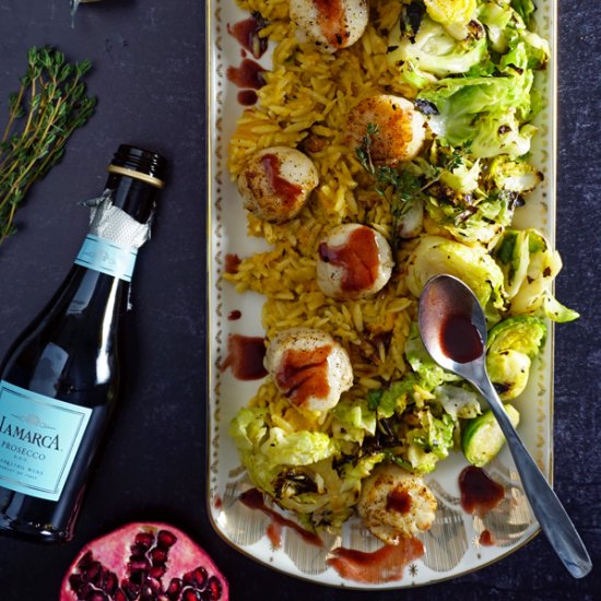 Pomegranate Prosecco Sea Scallops