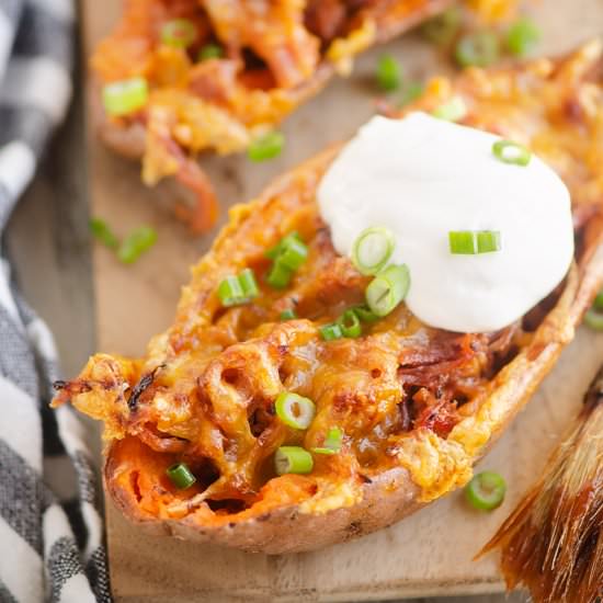 Air Fryer BBQ Sweet Potato Skins