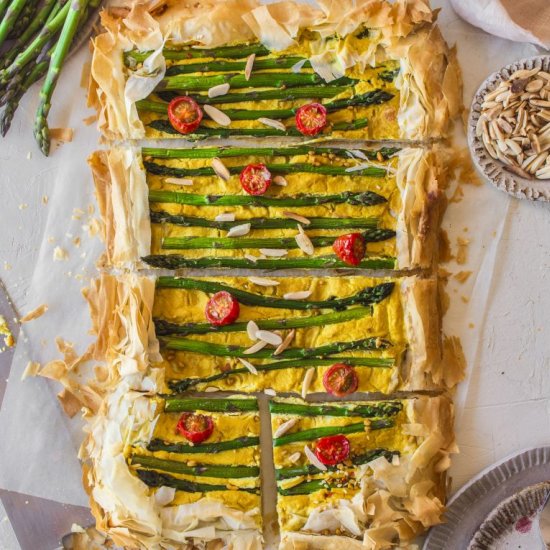 Easy Asparagus Fillo Tart (vegan)