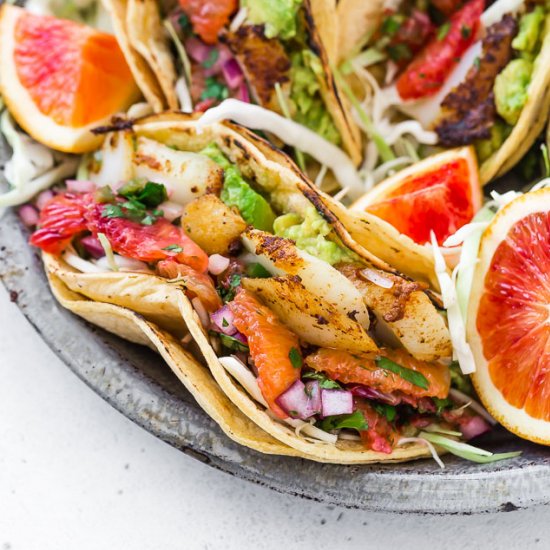 Fish Tacos with Blood Orange Salsa