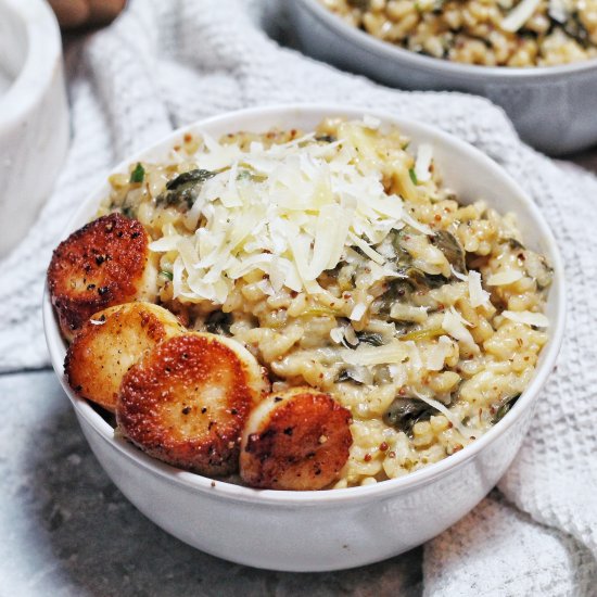 Boozy Kale and Creamy Parm Risotto