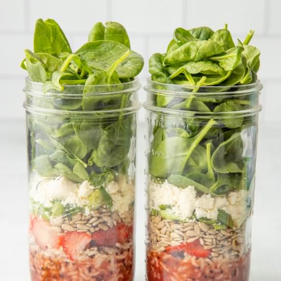 Strawberry Spinach Salad in a Jar