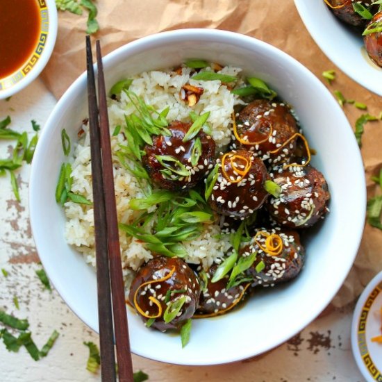 Vegan Orange Glazed Meatballs