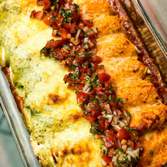 Red & Green Beef Enchiladas