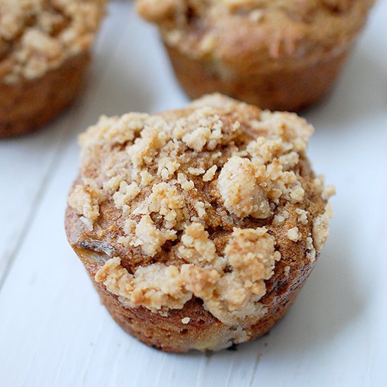 Whole wheat banana crumb muffins