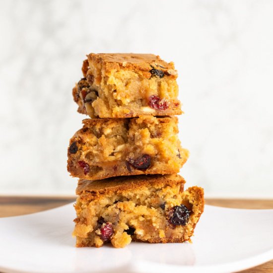 White Chocolate Cranberry Blondies