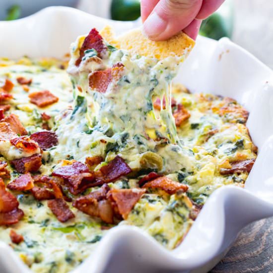 Hot Jalapeno Bacon Spinach Dip