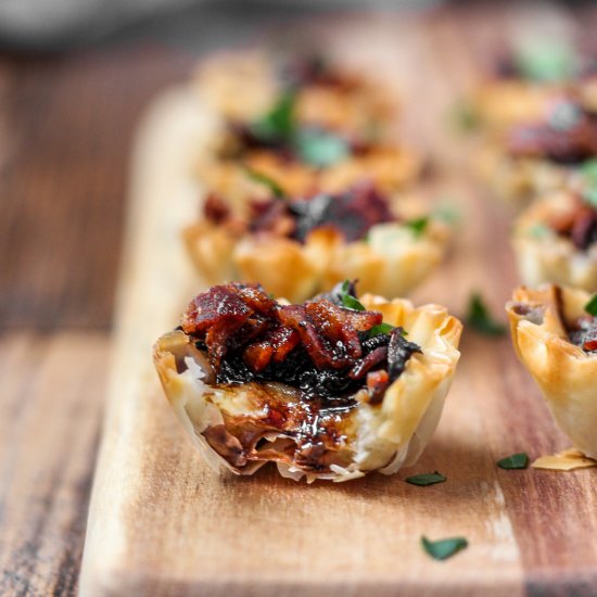 Brie Bacon and Mushroom Phyllo Cups