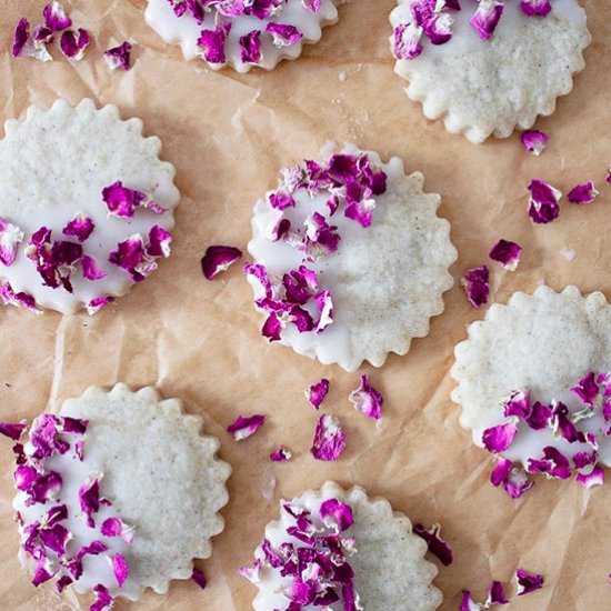 Rose Cardamom Shortbread Cookies