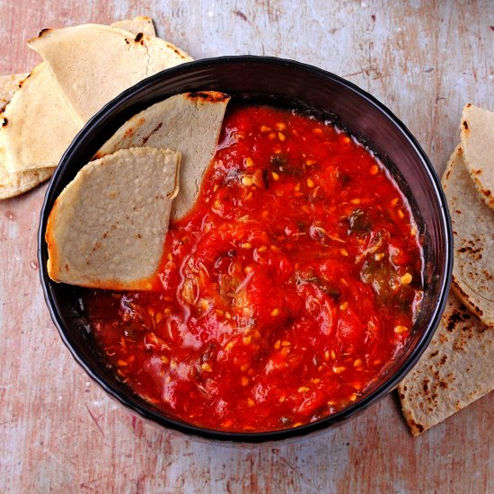 Fresh salsa molcajete