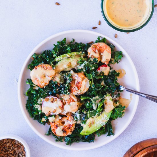 Cajun Shrimp Kale Caesar Salad