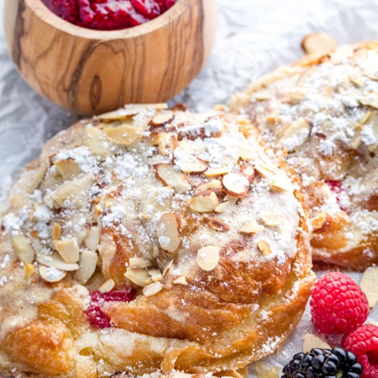 Almond Raspberry Stuffed Croissants