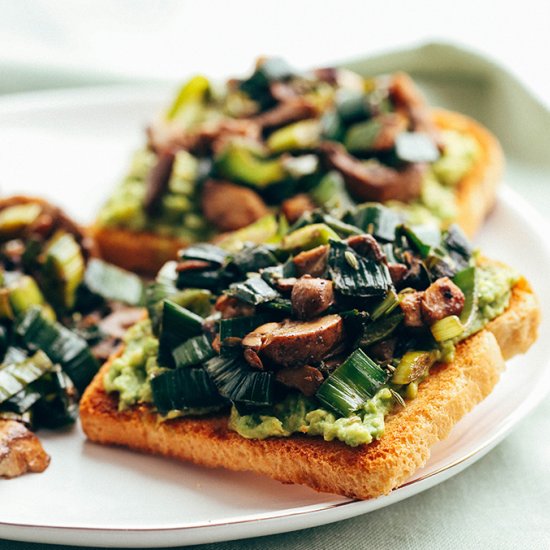 Avocado Leek Mushroom Toast