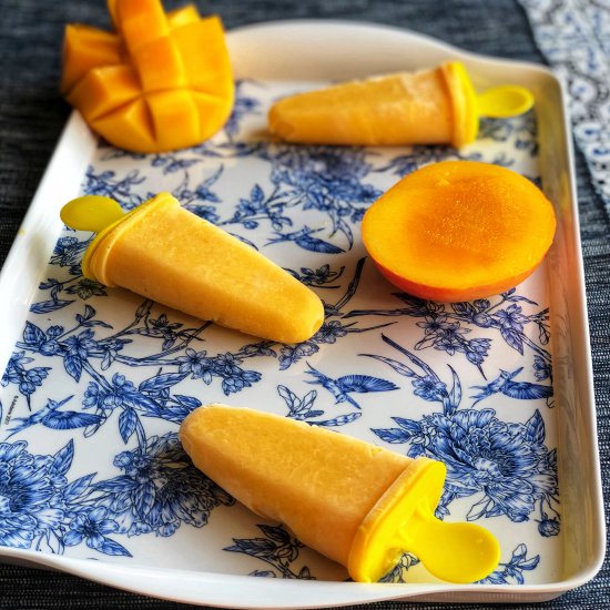 Two ingredient mango icy pops