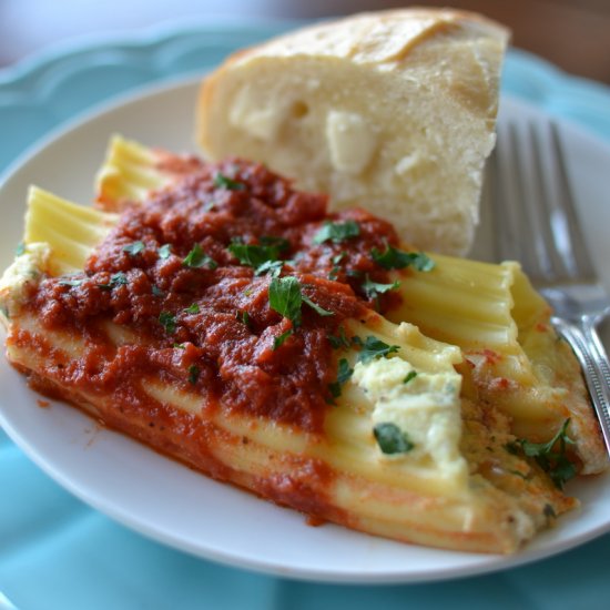 Three Cheese Stuffed Manicotti