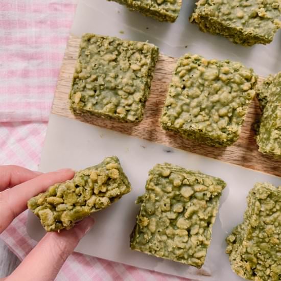 Matcha Rice Krispy Treats