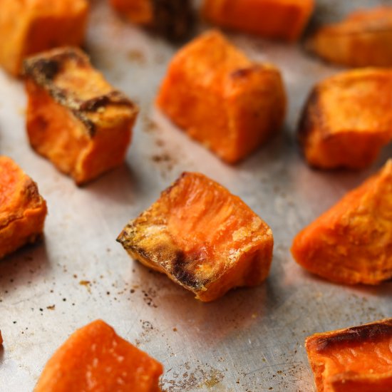 crispy roasted sweet potatoes