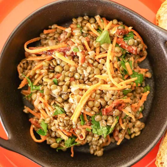 Warm Green French Lentils Salad