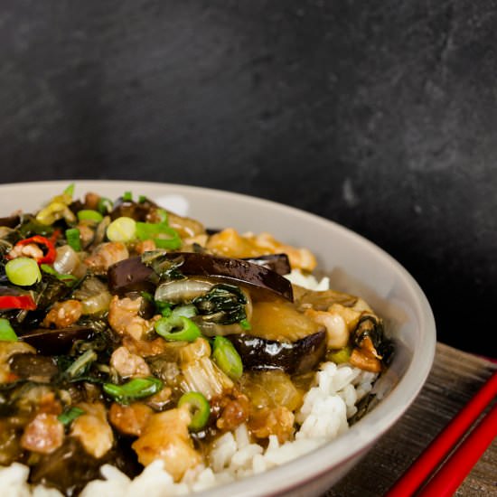 Chinese pork belly with eggplant