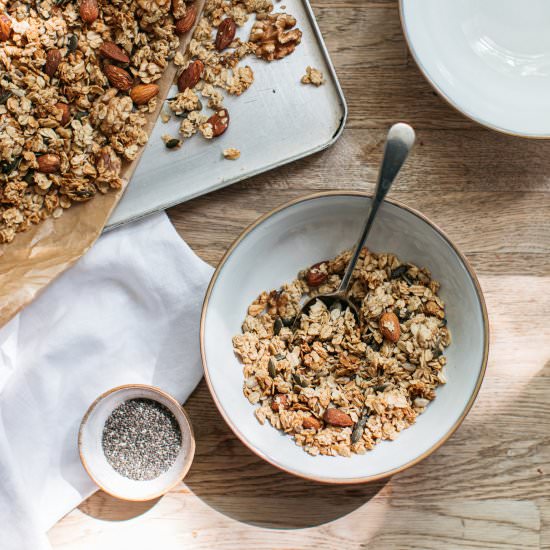 Nutty olive oil granola