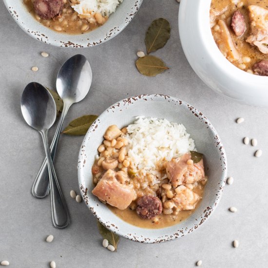 Haitian-style smoked meat cassoulet