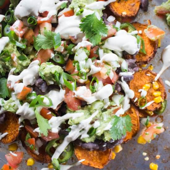 Sheet Tray Sweet Potato Nachos