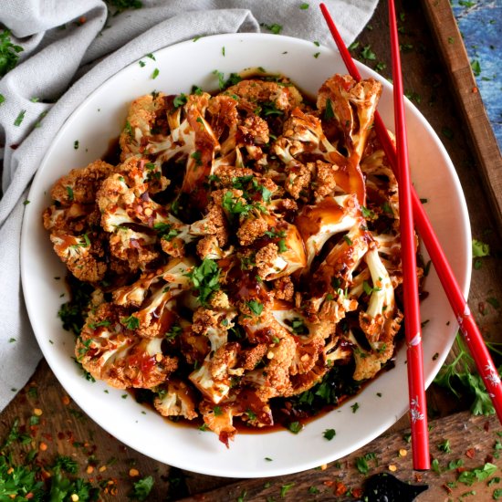 Sweet and Spicy Roasted Cauliflower