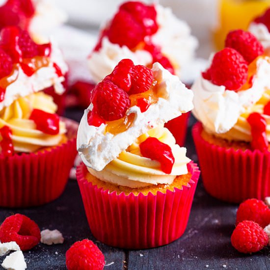 Lemon Raspberry Pavlova Cupcakes