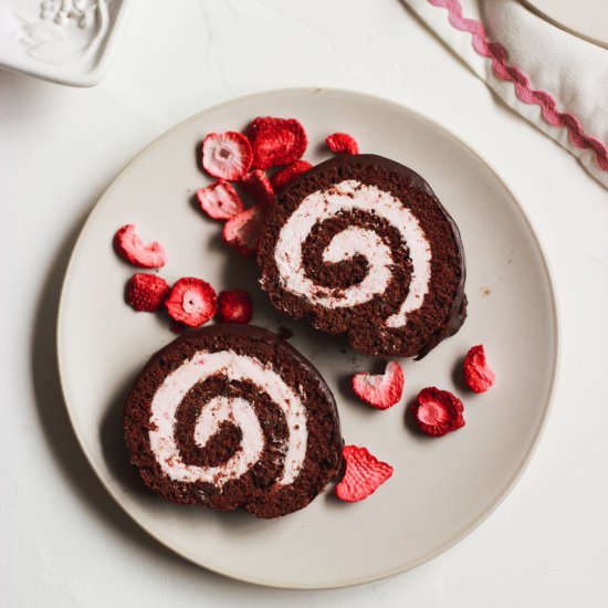 Chocolate Strawberry Cake Roll