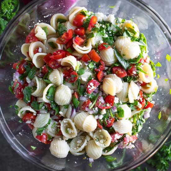 Spinach Pasta Salad with Feta