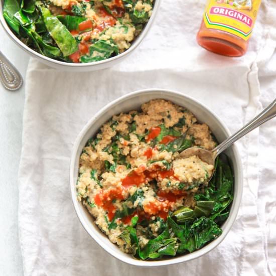 creamy coconut quinoa and greens