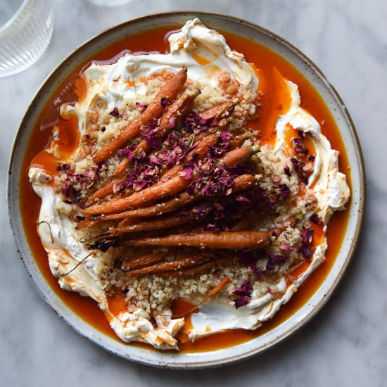 Dukkah roasted carrots with labne