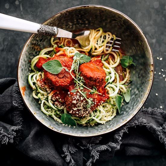 Black Bean Meatballs & Zoodles